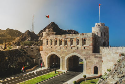 Low angle view of historical building against sky