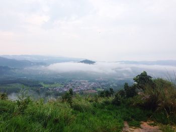 High angle view of landscape against sky