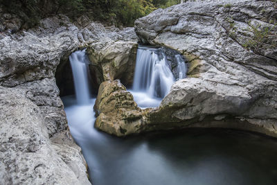 Scenic view of waterfall