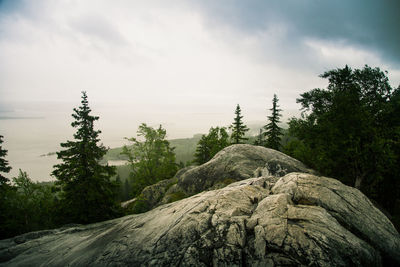 Scenic view of rocks against sky