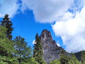 Low angle view of rock formation against sky