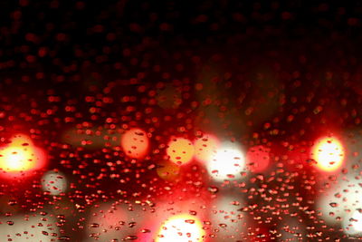 Full frame shot of raindrops on glass window