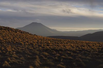 Scenic view of landscape against sky during sunset