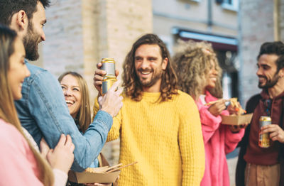 Group of people in the drinking glass