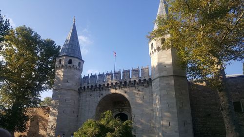 Low angle view of historical building against sky