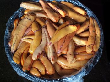 High angle view of food in bowl on table