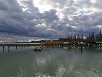 Bridge over river against sky