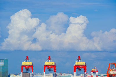 Panoramic view of sea and buildings against sky