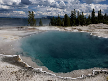 View of hot spring at yellowstone national park