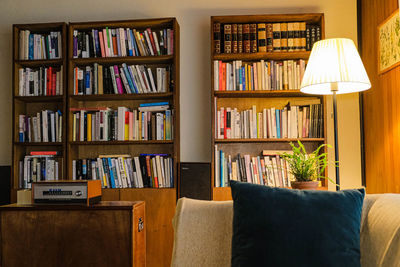 Books on shelf at home