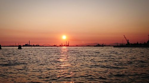 Scenic view of sea against sky during sunset