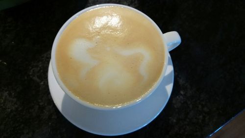 High angle view of coffee on table