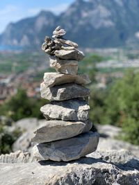 Stack of stones on rock