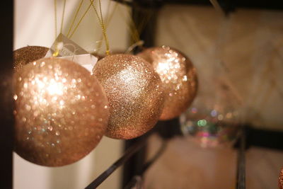 Close-up of christmas decoration at home