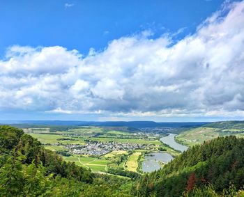 Scenic view of moselle landscape against sky