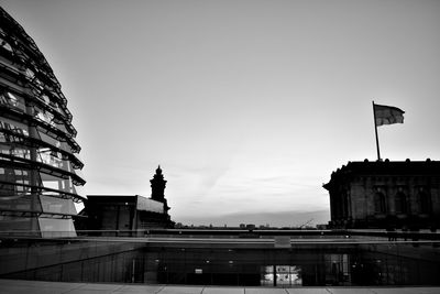 View of buildings against clear sky