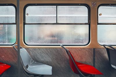 Empty seats in train during rainy season