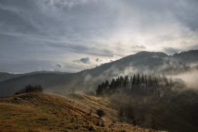 Scenic view of mountains against sky