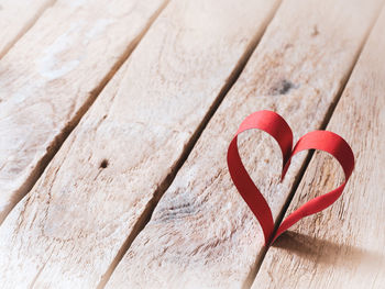 Close-up of heart shape on table