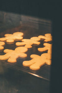 High angle view of cookies on table