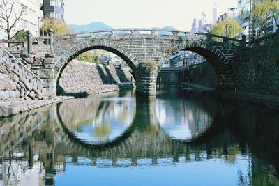 Arch bridge over river