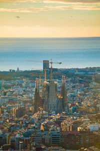 High angle view of buildings in city