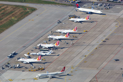 High angle view of airport runway