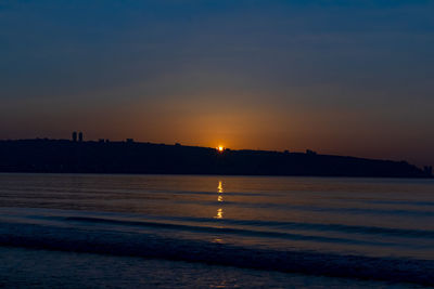 Scenic view of sea against sky at sunset