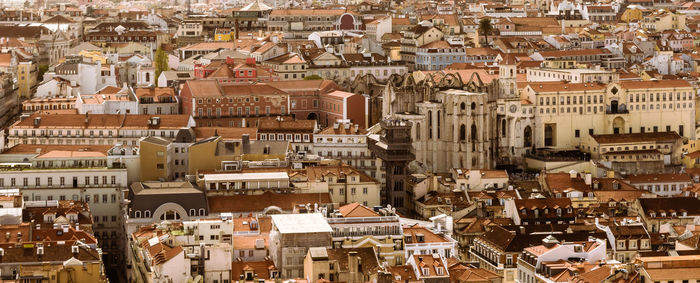 High angle view of buildings in city