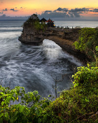 Beautiful scenery at batu bolong temple tanah lot bali