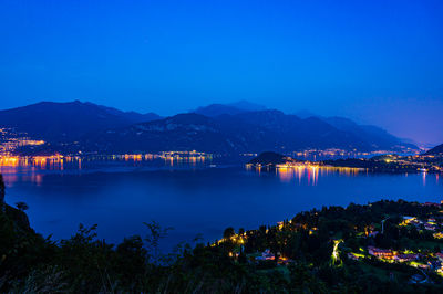 Scenic view of lake against clear blue sky