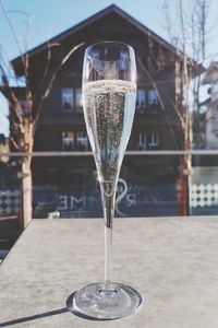 Close-up of wineglass on table