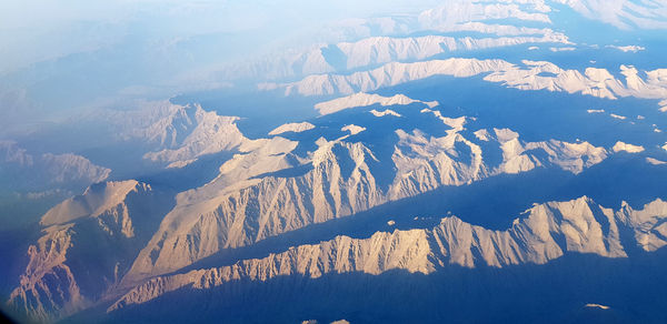 Aerial view of snowcapped mountains