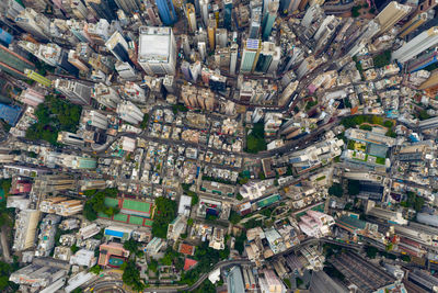 High angle view of buildings in city