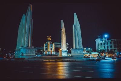 Cars moving on road at night