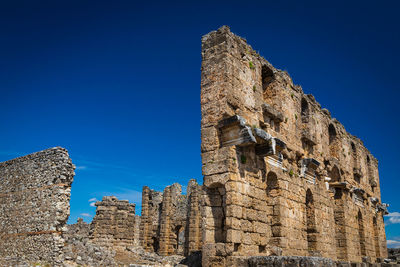 Roman ruins at greco-roman city in antalya province of turkey. ancient city of pamphylia.