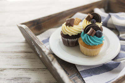 Close-up of cupcakes on table