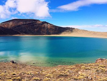 Scenic view of landscape against blue sky