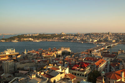 High angle view of buildings in city