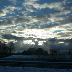 Scenic view of field against sky during winter