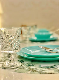 Close-up of empty glass on table