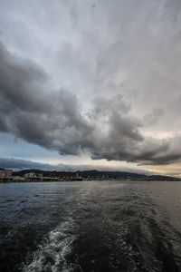 Scenic view of sea against cloudy sky