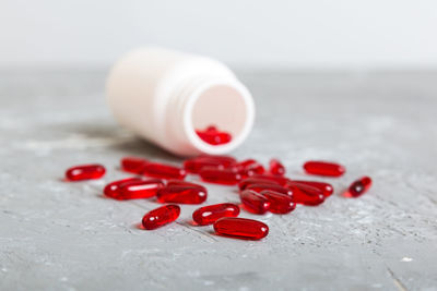 Close-up of pills on table