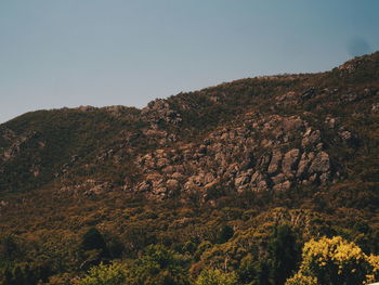 Scenic view of land against clear sky