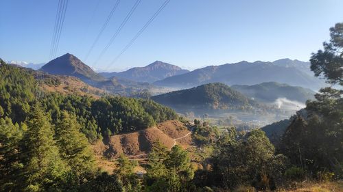 Scenic view of mountains against clear sky