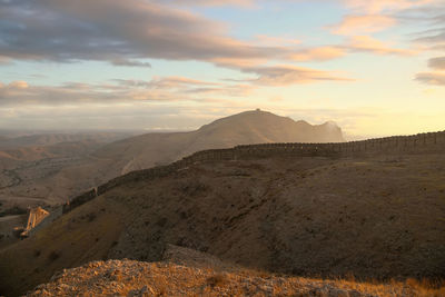 Rani kot fort great wall of sindh picturesque breathtaking view at sunset time