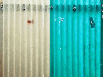 Full frame shot of blue metal door