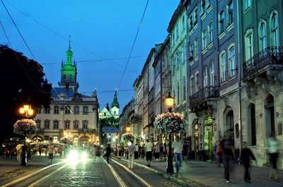 View of city street against clear sky