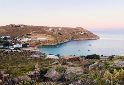 Scenic view of sea against clear sky