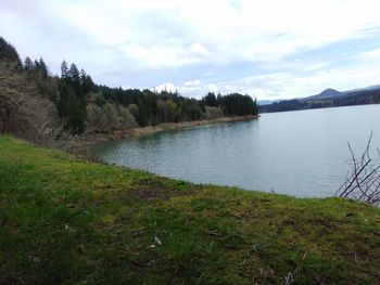 Scenic view of lake against sky